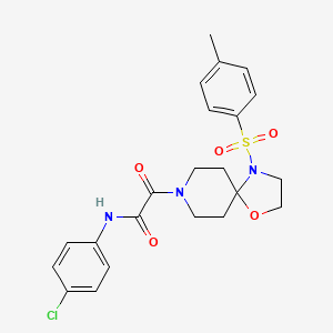 molecular formula C22H24ClN3O5S B3411289 N-(4-chlorophenyl)-2-oxo-2-(4-tosyl-1-oxa-4,8-diazaspiro[4.5]decan-8-yl)acetamide CAS No. 903336-27-6
