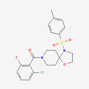 molecular formula C21H22ClFN2O4S B3411294 (2-Chloro-6-fluorophenyl)(4-tosyl-1-oxa-4,8-diazaspiro[4.5]decan-8-yl)methanone CAS No. 903342-00-7