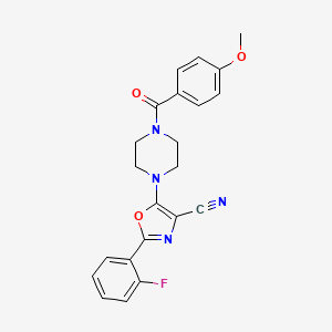 molecular formula C22H19FN4O3 B3411305 2-(2-Fluorophenyl)-5-(4-(4-methoxybenzoyl)piperazin-1-yl)oxazole-4-carbonitrile CAS No. 903854-31-9