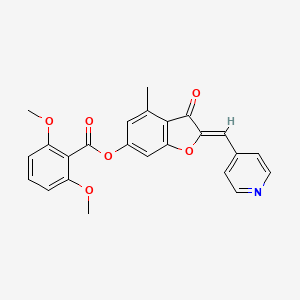 (2Z)-4-methyl-3-oxo-2-(pyridin-4-ylmethylidene)-2,3-dihydro-1-benzofuran-6-yl 2,6-dimethoxybenzoate