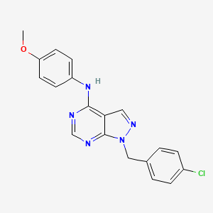 molecular formula C19H16ClN5O B3411310 1-(4-chlorobenzyl)-N-(4-methoxyphenyl)-1H-pyrazolo[3,4-d]pyrimidin-4-amine CAS No. 903859-63-2