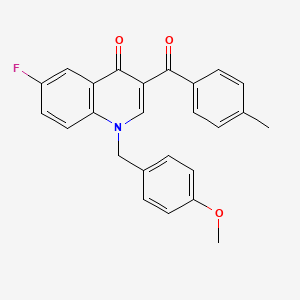 molecular formula C25H20FNO3 B3411335 6-Fluoro-1-[(4-methoxyphenyl)methyl]-3-(4-methylbenzoyl)-1,4-dihydroquinolin-4-one CAS No. 904451-56-5
