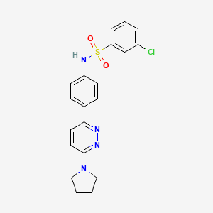 molecular formula C20H19ClN4O2S B3411359 3-chloro-N-[4-(6-pyrrolidin-1-ylpyridazin-3-yl)phenyl]benzenesulfonamide CAS No. 904827-13-0