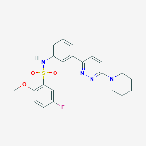 molecular formula C22H23FN4O3S B3411367 5-fluoro-2-methoxy-N-[3-(6-piperidin-1-ylpyridazin-3-yl)phenyl]benzenesulfonamide CAS No. 904830-55-3