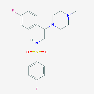 molecular formula C19H23F2N3O2S B3411384 4-fluoro-N-(2-(4-fluorophenyl)-2-(4-methylpiperazin-1-yl)ethyl)benzenesulfonamide CAS No. 906150-45-6