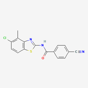 molecular formula C16H10ClN3OS B3411393 N-(5-chloro-4-methylbenzo[d]thiazol-2-yl)-4-cyanobenzamide CAS No. 912763-20-3