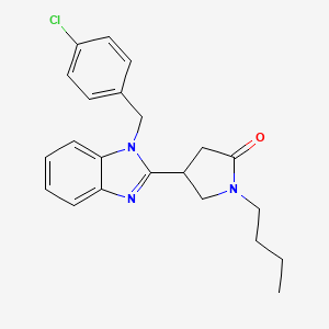 molecular formula C22H24ClN3O B3411400 1-butyl-4-[1-(4-chlorobenzyl)-1H-benzimidazol-2-yl]pyrrolidin-2-one CAS No. 912896-50-5
