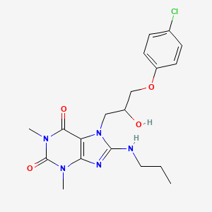 molecular formula C19H24ClN5O4 B3411429 7-(3-(4-chlorophenoxy)-2-hydroxypropyl)-1,3-dimethyl-8-(propylamino)-1H-purine-2,6(3H,7H)-dione CAS No. 919020-70-5