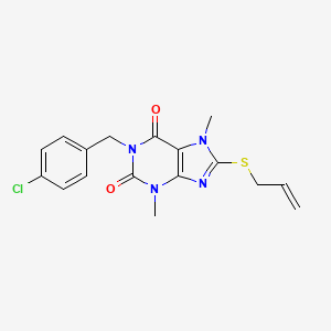 molecular formula C17H17ClN4O2S B3411437 8-(allylthio)-1-(4-chlorobenzyl)-3,7-dimethyl-1H-purine-2,6(3H,7H)-dione CAS No. 919020-82-9