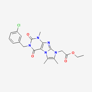 molecular formula C21H22ClN5O4 B3411442 ethyl 2-(3-(3-chlorobenzyl)-1,6,7-trimethyl-2,4-dioxo-3,4-dihydro-1H-imidazo[2,1-f]purin-8(2H)-yl)acetate CAS No. 919031-27-9
