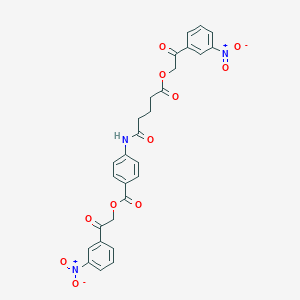 molecular formula C28H23N3O11 B341145 2-(3-Nitrophenyl)-2-oxoethyl 4-({5-[2-(3-nitrophenyl)-2-oxoethoxy]-5-oxopentanoyl}amino)benzoate 