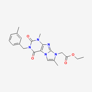 molecular formula C21H23N5O4 B3411450 ethyl 2-(1,7-dimethyl-3-(3-methylbenzyl)-2,4-dioxo-3,4-dihydro-1H-imidazo[2,1-f]purin-8(2H)-yl)acetate CAS No. 919041-60-4