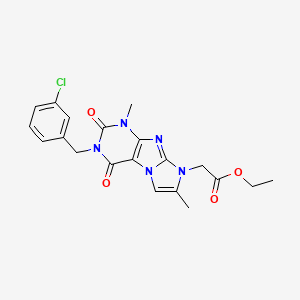 molecular formula C20H20ClN5O4 B3411454 ethyl 2-(3-(3-chlorobenzyl)-1,7-dimethyl-2,4-dioxo-3,4-dihydro-1H-imidazo[2,1-f]purin-8(2H)-yl)acetate CAS No. 919041-63-7
