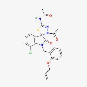 molecular formula C23H21ClN4O4S B3411458 N-(3'-acetyl-7-chloro-2-oxo-1-{[2-(prop-2-en-1-yloxy)phenyl]methyl}-1,2-dihydro-3'H-spiro[indole-3,2'-[1,3,4]thiadiazole]-5'-yl)acetamide CAS No. 919053-38-6