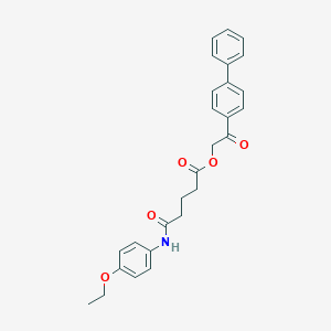 molecular formula C27H27NO5 B341147 2-(Biphenyl-4-yl)-2-oxoethyl 5-[(4-ethoxyphenyl)amino]-5-oxopentanoate 