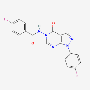 molecular formula C18H11F2N5O2 B3411488 4-fluoro-N-(1-(4-fluorophenyl)-4-oxo-1H-pyrazolo[3,4-d]pyrimidin-5(4H)-yl)benzamide CAS No. 919844-21-6
