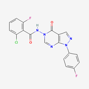 molecular formula C18H10ClF2N5O2 B3411492 2-chloro-6-fluoro-N-(1-(4-fluorophenyl)-4-oxo-1H-pyrazolo[3,4-d]pyrimidin-5(4H)-yl)benzamide CAS No. 919844-39-6