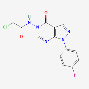 molecular formula C13H9ClFN5O2 B3411513 2-chloro-N-(1-(4-fluorophenyl)-4-oxo-1H-pyrazolo[3,4-d]pyrimidin-5(4H)-yl)acetamide CAS No. 919864-82-7