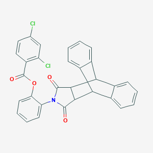 2-(16,18-Dioxo-17-azapentacyclo[6.6.5.0~2,7~.0~9,14~.0~15,19~]nonadeca-2,4,6,9,11,13-hexaen-17-yl)phenyl 2,4-dichlorobenzoate (non-preferred name)