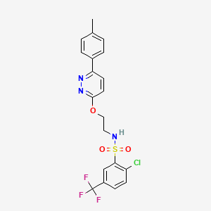 molecular formula C20H17ClF3N3O3S B3411566 2-chloro-N-(2-((6-(p-tolyl)pyridazin-3-yl)oxy)ethyl)-5-(trifluoromethyl)benzenesulfonamide CAS No. 920212-49-3