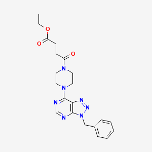 molecular formula C21H25N7O3 B3411596 ethyl 4-(4-{3-benzyl-3H-[1,2,3]triazolo[4,5-d]pyrimidin-7-yl}piperazin-1-yl)-4-oxobutanoate CAS No. 920349-37-7