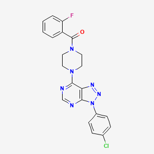 molecular formula C21H17ClFN7O B3411611 (4-(3-(4-chlorophenyl)-3H-[1,2,3]triazolo[4,5-d]pyrimidin-7-yl)piperazin-1-yl)(2-fluorophenyl)methanone CAS No. 920369-68-2