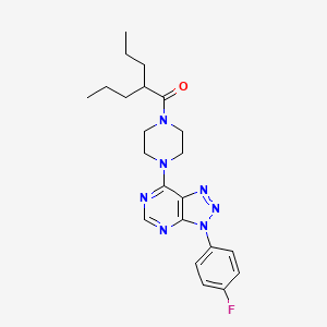 molecular formula C22H28FN7O B3411618 1-{4-[3-(4-fluorophenyl)-3H-[1,2,3]triazolo[4,5-d]pyrimidin-7-yl]piperazin-1-yl}-2-propylpentan-1-one CAS No. 920385-42-8