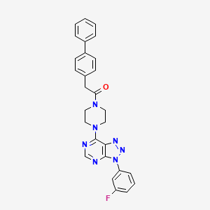 molecular formula C28H24FN7O B3411621 2-([1,1'-biphenyl]-4-yl)-1-(4-(3-(3-fluorophenyl)-3H-[1,2,3]triazolo[4,5-d]pyrimidin-7-yl)piperazin-1-yl)ethanone CAS No. 920388-50-7