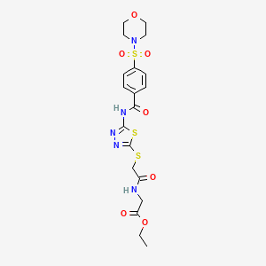 molecular formula C19H23N5O7S3 B3411662 Ethyl 2-(2-((5-(4-(morpholinosulfonyl)benzamido)-1,3,4-thiadiazol-2-yl)thio)acetamido)acetate CAS No. 921051-64-1