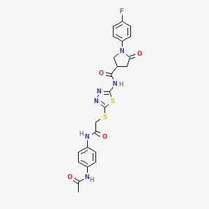 molecular formula C23H21FN6O4S2 B3411666 N-[5-({[(4-acetamidophenyl)carbamoyl]methyl}sulfanyl)-1,3,4-thiadiazol-2-yl]-1-(4-fluorophenyl)-5-oxopyrrolidine-3-carboxamide CAS No. 921063-19-6