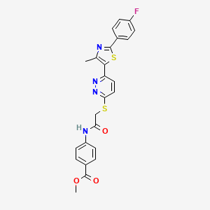 molecular formula C24H19FN4O3S2 B3411669 Methyl 4-(2-((6-(2-(4-fluorophenyl)-4-methylthiazol-5-yl)pyridazin-3-yl)thio)acetamido)benzoate CAS No. 921101-13-5