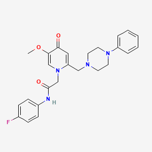 molecular formula C25H27FN4O3 B3411695 N-(4-fluorophenyl)-2-(5-methoxy-4-oxo-2-((4-phenylpiperazin-1-yl)methyl)pyridin-1(4H)-yl)acetamide CAS No. 921478-63-9