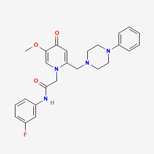 molecular formula C25H27FN4O3 B3411696 N-(3-fluorophenyl)-2-(5-methoxy-4-oxo-2-((4-phenylpiperazin-1-yl)methyl)pyridin-1(4H)-yl)acetamide CAS No. 921481-25-6