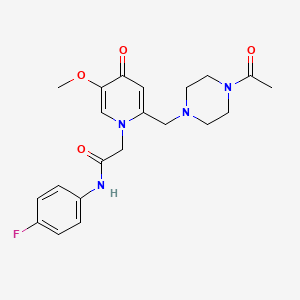 molecular formula C21H25FN4O4 B3411714 2-(2-((4-acetylpiperazin-1-yl)methyl)-5-methoxy-4-oxopyridin-1(4H)-yl)-N-(4-fluorophenyl)acetamide CAS No. 921490-22-4