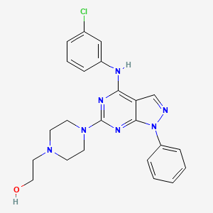 molecular formula C23H24ClN7O B3411732 2-(4-(4-((3-chlorophenyl)amino)-1-phenyl-1H-pyrazolo[3,4-d]pyrimidin-6-yl)piperazin-1-yl)ethanol CAS No. 921496-77-7