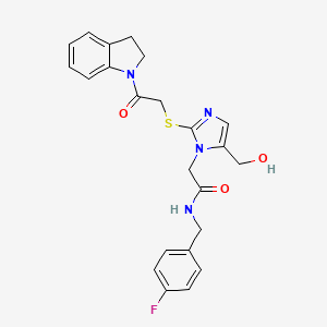 molecular formula C23H23FN4O3S B3411735 N-(4-fluorobenzyl)-2-(5-(hydroxymethyl)-2-((2-(indolin-1-yl)-2-oxoethyl)thio)-1H-imidazol-1-yl)acetamide CAS No. 921504-76-9