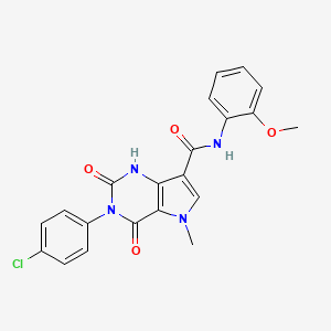 molecular formula C21H17ClN4O4 B3411739 3-(4-chlorophenyl)-N-(2-methoxyphenyl)-5-methyl-2,4-dioxo-2,3,4,5-tetrahydro-1H-pyrrolo[3,2-d]pyrimidine-7-carboxamide CAS No. 921509-43-5