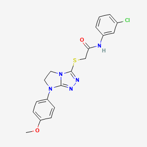 molecular formula C19H18ClN5O2S B3411761 N-(3-chlorophenyl)-2-((7-(4-methoxyphenyl)-6,7-dihydro-5H-imidazo[2,1-c][1,2,4]triazol-3-yl)thio)acetamide CAS No. 921537-71-5