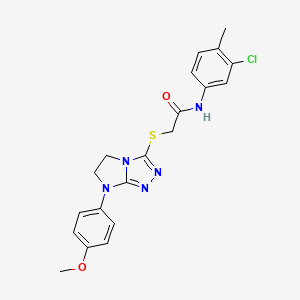 molecular formula C20H20ClN5O2S B3411763 N-(3-chloro-4-methylphenyl)-2-{[7-(4-methoxyphenyl)-5H,6H,7H-imidazo[2,1-c][1,2,4]triazol-3-yl]sulfanyl}acetamide CAS No. 921537-77-1