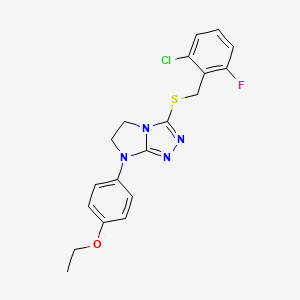 molecular formula C19H18ClFN4OS B3411779 3-((2-chloro-6-fluorobenzyl)thio)-7-(4-ethoxyphenyl)-6,7-dihydro-5H-imidazo[2,1-c][1,2,4]triazole CAS No. 921542-55-4