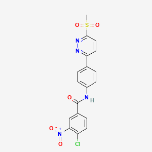 molecular formula C18H13ClN4O5S B3411787 4-chloro-N-[4-(6-methanesulfonylpyridazin-3-yl)phenyl]-3-nitrobenzamide CAS No. 921542-69-0