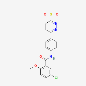 molecular formula C19H16ClN3O4S B3411799 5-chloro-2-methoxy-N-(4-(6-(methylsulfonyl)pyridazin-3-yl)phenyl)benzamide CAS No. 921543-95-5