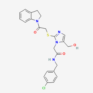 molecular formula C23H23ClN4O3S B3411823 N-(4-chlorobenzyl)-2-(5-(hydroxymethyl)-2-((2-(indolin-1-yl)-2-oxoethyl)thio)-1H-imidazol-1-yl)acetamide CAS No. 921572-35-2