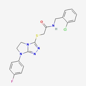 molecular formula C19H17ClFN5OS B3411833 N-(2-chlorobenzyl)-2-((7-(4-fluorophenyl)-6,7-dihydro-5H-imidazo[2,1-c][1,2,4]triazol-3-yl)thio)acetamide CAS No. 921578-84-9