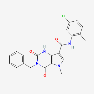 molecular formula C22H19ClN4O3 B3411847 3-benzyl-N-(5-chloro-2-methylphenyl)-5-methyl-2,4-dioxo-2,3,4,5-tetrahydro-1H-pyrrolo[3,2-d]pyrimidine-7-carboxamide CAS No. 921581-42-2