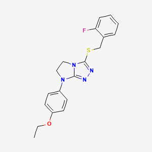 molecular formula C19H19FN4OS B3411860 7-(4-ethoxyphenyl)-3-{[(2-fluorophenyl)methyl]sulfanyl}-5H,6H,7H-imidazo[2,1-c][1,2,4]triazole CAS No. 921585-58-2