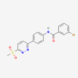 molecular formula C18H14BrN3O3S B3411867 3-bromo-N-(4-(6-(methylsulfonyl)pyridazin-3-yl)phenyl)benzamide CAS No. 921586-34-7