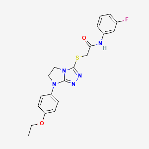 molecular formula C20H20FN5O2S B3411881 2-((7-(4-ethoxyphenyl)-6,7-dihydro-5H-imidazo[2,1-c][1,2,4]triazol-3-yl)thio)-N-(3-fluorophenyl)acetamide CAS No. 921789-58-4