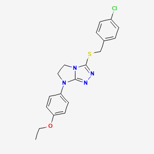 molecular formula C19H19ClN4OS B3411907 3-{[(4-chlorophenyl)methyl]sulfanyl}-7-(4-ethoxyphenyl)-5H,6H,7H-imidazo[2,1-c][1,2,4]triazole CAS No. 921814-81-5