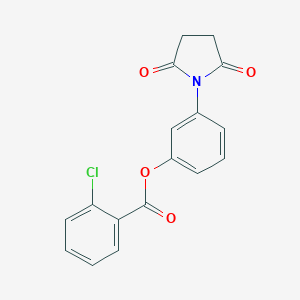 molecular formula C17H12ClNO4 B341191 3-(2,5-Dioxo-1-pyrrolidinyl)phenyl 2-chlorobenzoate 